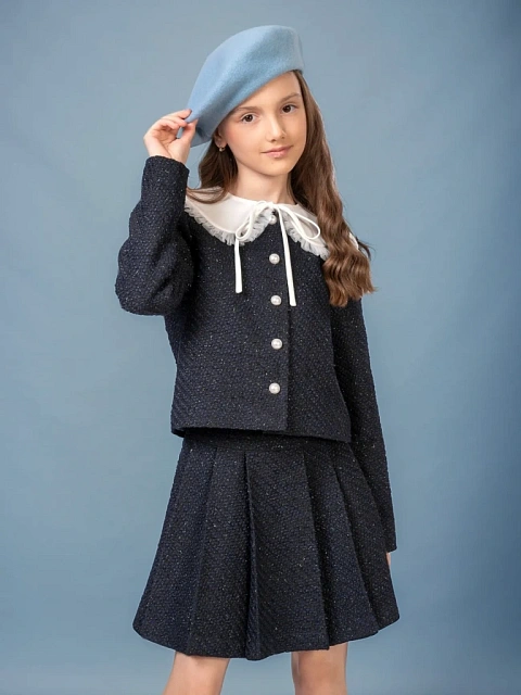 Юбка на кокетке в складку из твида