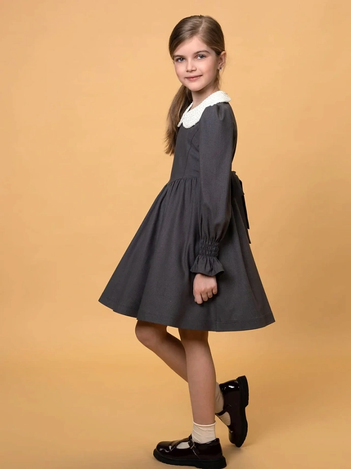 Платье со съемным воротником из бисера в цвете: Серый Ole! Twice - фото 8