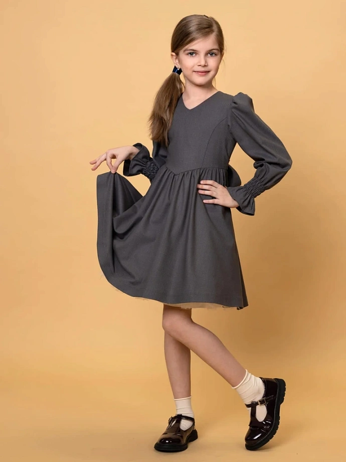 Платье со съемным воротником из бисера в цвете: Серый Ole! Twice - фото 4